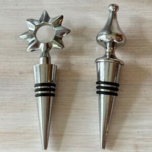 Two Silver Wine Stoppers (Star & Tear Drop Heads)